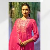 Exclusive Italian Viscose Embroidered Suit Set with Butta Chanderi Dupatta